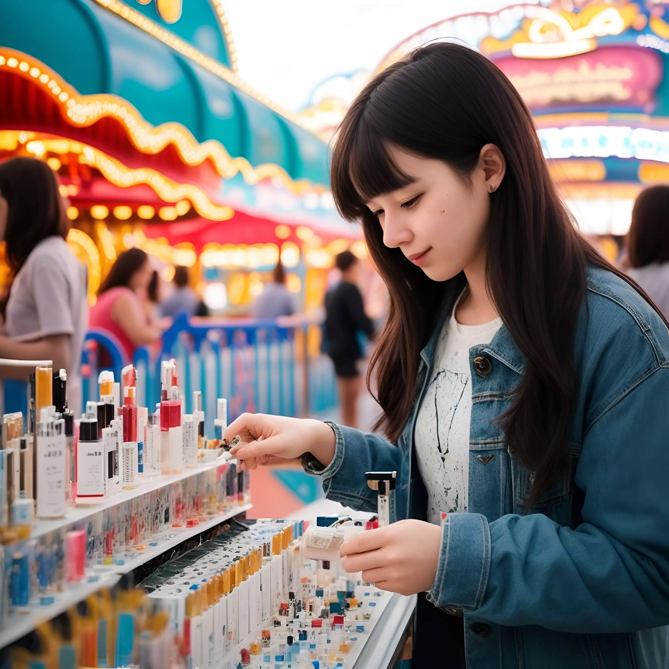 Mujer joven observando productos